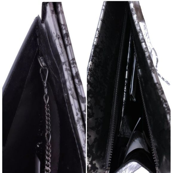 MAISON MARTIN MARGIELA Silver & Black Metallic Printed Handbag Large Clutch - Picture 7 of 10